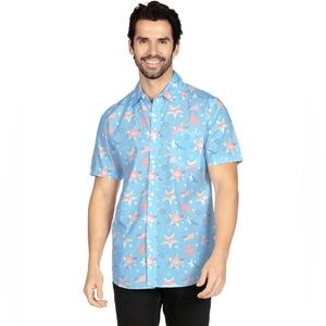 NWT Men’s Tipsy Elves Island of the Free 4th of July Button Down Shirt Size L